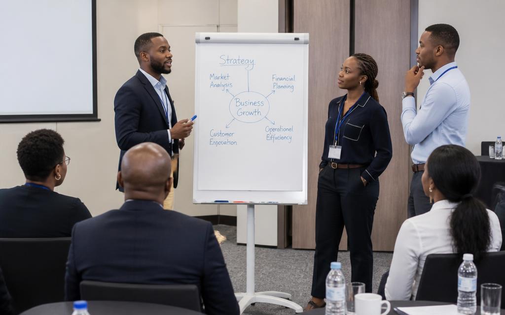 Atelier des Affaires : travail de groupe autour d’un tableau